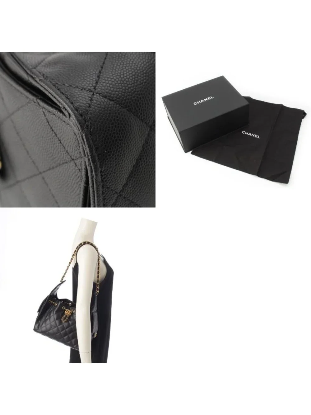 Chanel 25 Small Caviar Leather Chain Shoulder Bag Black